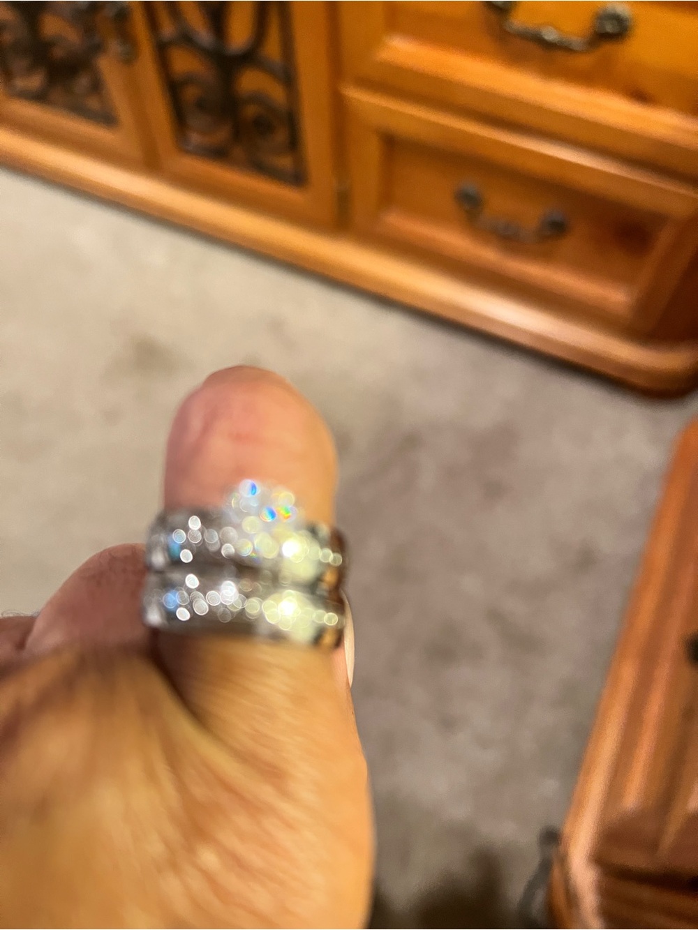 Steeltime Sparkling Silver Band Ring with CZ Sz 8